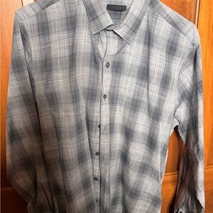 Zachary Prell Light Gray Checkered Shirt size Large